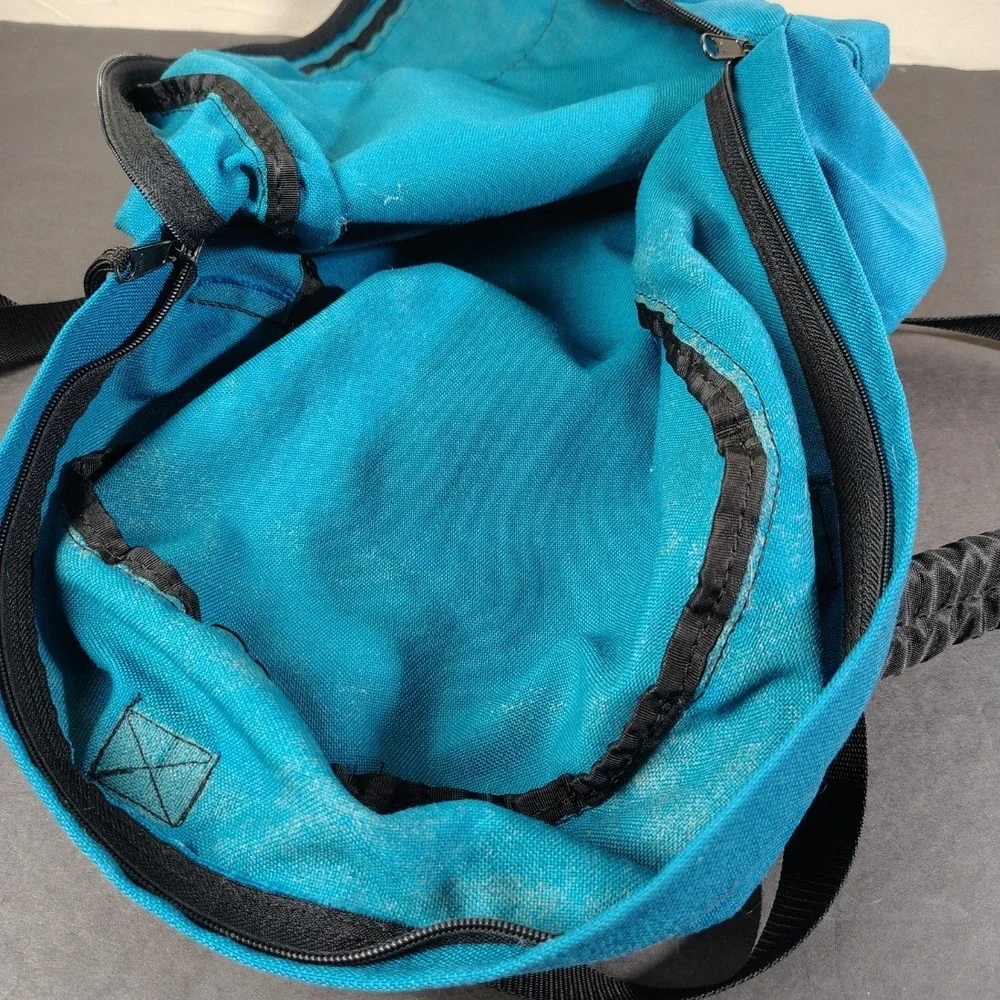 Vintage Caribou Mountaineering Backpack Teal Canvas Gorpcore Hiking Daypack